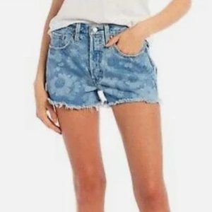 Levi's 501 High Rise Bleach Floral Denim Jean Cut Off Shorts